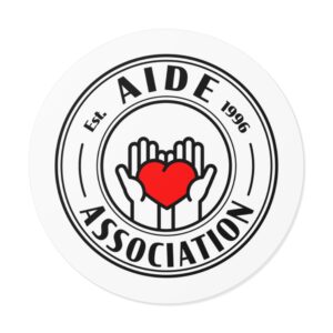 Round Vinyl Stickers - White AIDE Logo
